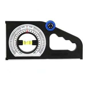 universal slope angle meter, dual-scale rotary pitch finder with level vial + thumb dial, 0-180 degree inclinometer magnetic multifunctional level protractor
