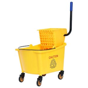 toolsempire commercial mop bucket, mop bucket with wringer, household portable mop bucket, very suitable for home and public floors, capacity 32l, yellow