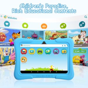 Dragon Touch Kids Tablets with 32GB Storage, 2GB RAM, 7 inch IPS HD Display, Android 12, Quad Core Processor, Kidoz Pre Installed with Kid-Proof Case, Wi-Fi only - Blue