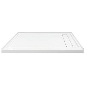 transolid flu6030r-31 linear 60-in w x 30-in l rectangular concealed end tub replacement shower base with right hand drain, white