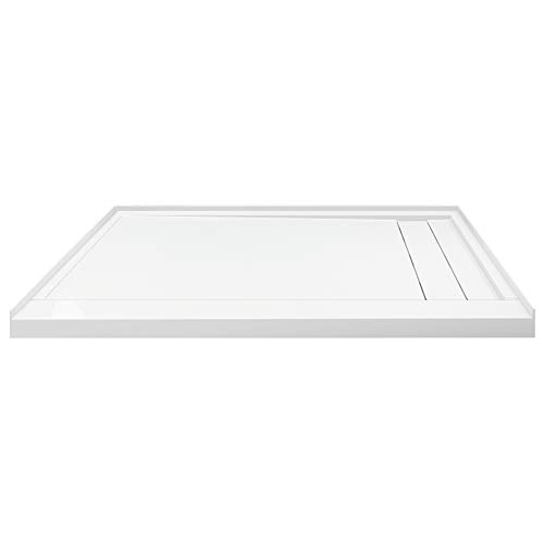 Transolid FLU6030R-31 Linear 60-in W x 30-in L Rectangular Concealed End Tub Replacement Shower Base with Right Hand Drain, White