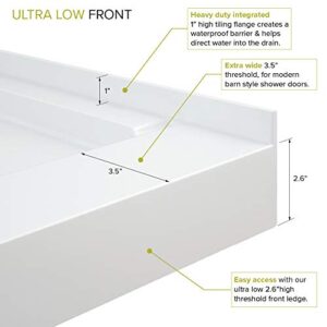 Transolid FLU6030R-31 Linear 60-in W x 30-in L Rectangular Concealed End Tub Replacement Shower Base with Right Hand Drain, White