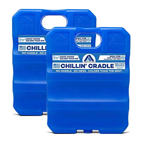 Arctic Ice Chillin' Cradle Series Ice Pack - Long Lasting High Performance X-Large (5 LBS) Ice Pack Curved Design for Sodas, Sports Drinks, Beer or Wine, Middle Divider, Freezes at 28 Degrees (2-Pack)