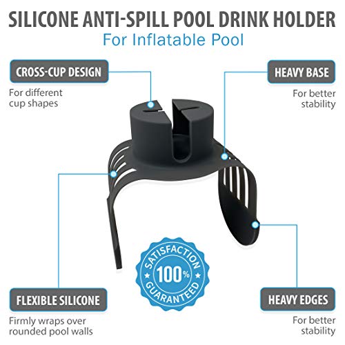 Silicone Anti-Spill Pool Drink Holder - Outdoor Cup Holder for Inflatable Pool, Above Ground Pool, Hot Tub, Jacuzzi - Multifunctional Hot Tub Accessory