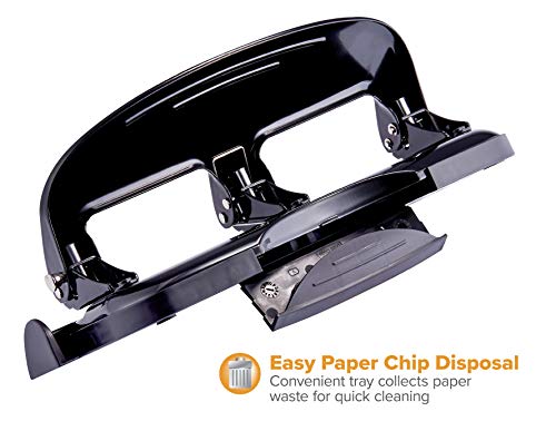 Bostitch Office EZ Squeeze 20 Sheet Standard 3 Hole Punch, Metal Construction, Silver/Black (HP20)