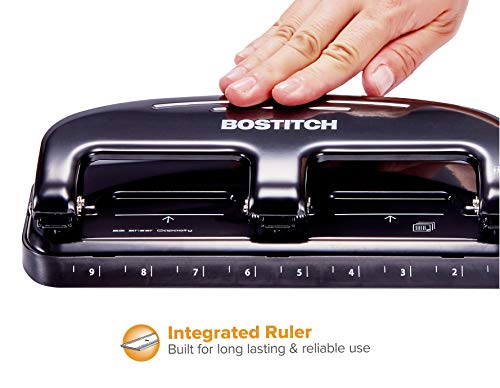 Bostitch Office EZ Squeeze 20 Sheet Standard 3 Hole Punch, Metal Construction, Silver/Black (HP20)