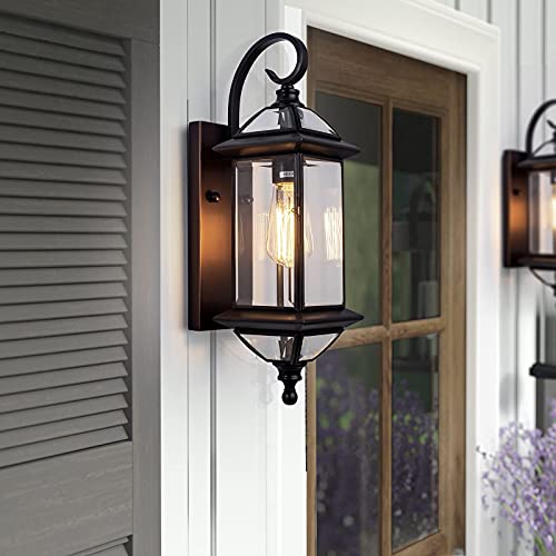 GAZELIGHTING Outdoor Light Fixture 18.5" H Porch Light Oil Rubbed Bronze Outdoor Wall Lights with Clear Glass Waterproof Outside Lights for House Patio Garage Frontdoor 1 Pack Bulb Not Included