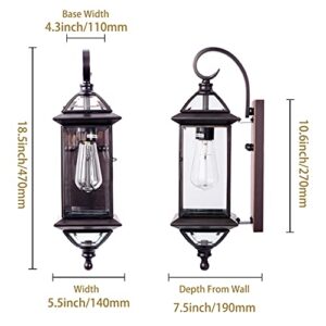 GAZELIGHTING Outdoor Light Fixture 18.5" H Porch Light Oil Rubbed Bronze Outdoor Wall Lights with Clear Glass Waterproof Outside Lights for House Patio Garage Frontdoor 1 Pack Bulb Not Included