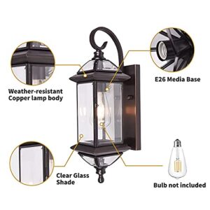 GAZELIGHTING Outdoor Light Fixture 18.5" H Porch Light Oil Rubbed Bronze Outdoor Wall Lights with Clear Glass Waterproof Outside Lights for House Patio Garage Frontdoor 1 Pack Bulb Not Included