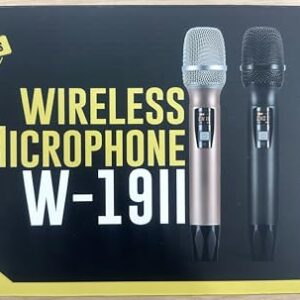 FDUCE Wireless Microphone, Karaoke Mic, UHF Dual Handheld Dynamic System with Rechargeable Receiver for Party, Church, Meeting, Wedding, 260ft (Grey and Gold)