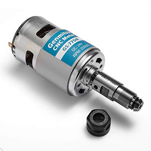 Genmitsu GS-775M 20000RPM 775 CNC Spindle Motor with 5mm ER11 Collet Set, CNC 3018 Upgraded Accessories, DC 24V, High Power, Noise Suppression, Electrical DC Motor for 3018 CNC Router Machine