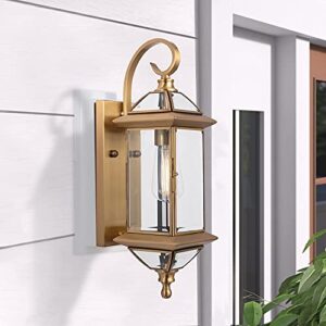 GAZELIGHTING Copper Outdoor Lights Wall Mount 18.5" H Porch Light Oil Rubbed Brass Exterior Light Fixture with Clear Glass,Outside Lighting for Patio, Garage, Frontdoor 1 Pack,Bulb Not Included