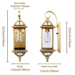 GAZELIGHTING Copper Outdoor Lights Wall Mount 18.5" H Porch Light Oil Rubbed Brass Exterior Light Fixture with Clear Glass,Outside Lighting for Patio, Garage, Frontdoor 1 Pack,Bulb Not Included