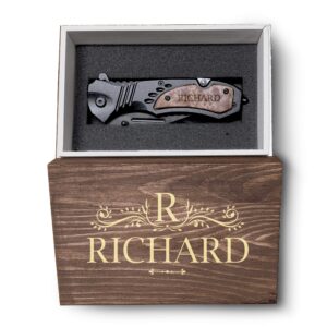 krezy case engraved pocket knife for men, custom knife for gift, personalized knife with wooden box, folding knife for men, pocket knife
