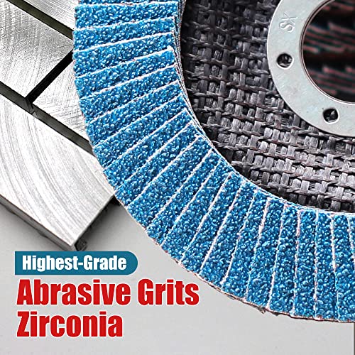 EZARC Flap Discs 40 Grit, 4 1/2 x 7/8-Inch Flap Sanding Disc, Type 29 Zirconia Grinding Wheel for Stainless Steel, Sheet Metal (10 Pack)