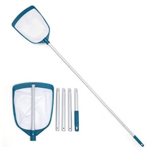 poolwhale upgrades swimming pool telescopic leaf net skimmer rake with adjustable aluminum pole and nylon medium fine mesh for cleaning swimming pools, hot tubs, spas and fountains