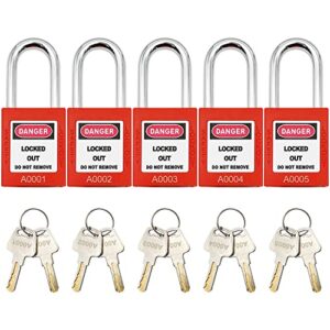 SAFBY 10 Keyed Different Lockout Tagout Lock - Loto Safe Padlocks for Lock Out Tag Out Stations and Devices (Red, Key Different)