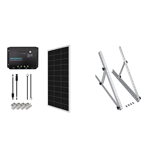 Renogy 100 Watts 12 Volts Monocrystalline Solar Starter Kit & Adjustable Solar Panel Tilt Mount Brackets