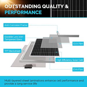 Renogy 100 Watts 12 Volts Monocrystalline Solar Starter Kit & Adjustable Solar Panel Tilt Mount Brackets