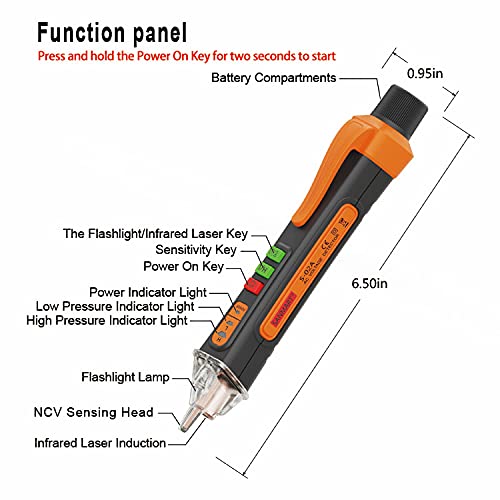 Non Contact Voltage Tester Pen, Electrical Tools Electrical Tester AC 12-1000V/48V-1000V, LED Flashlight, Buzzer Alarm for Live/Null Wire Tester Judgment, Wire Breakpoint Finder