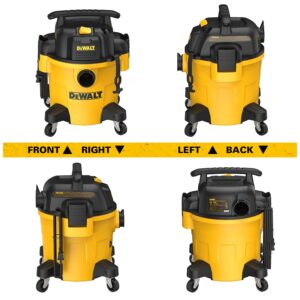 DEWALT DXV05P 5Gallon Poly Wet/Dry, 4 Peak HP Shop Vacuums, 5 Gallon, Yellow+Black