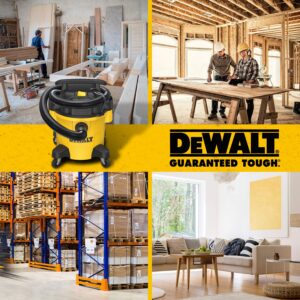 DEWALT DXV05P 5Gallon Poly Wet/Dry, 4 Peak HP Shop Vacuums, 5 Gallon, Yellow+Black