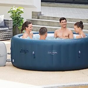 Bestway SaluSpa Milan AirJet 2 to 6 Person Inflatable Hot Tub Round Portable Outdoor Spa with 140 Soothing AirJets, App Control and Cover, Blue