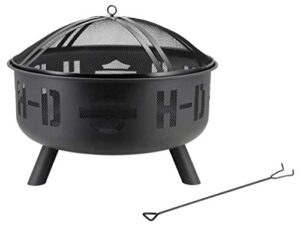 harley-davidson silhouette bar & shield outdoor fire pit - black steel hdl-10074