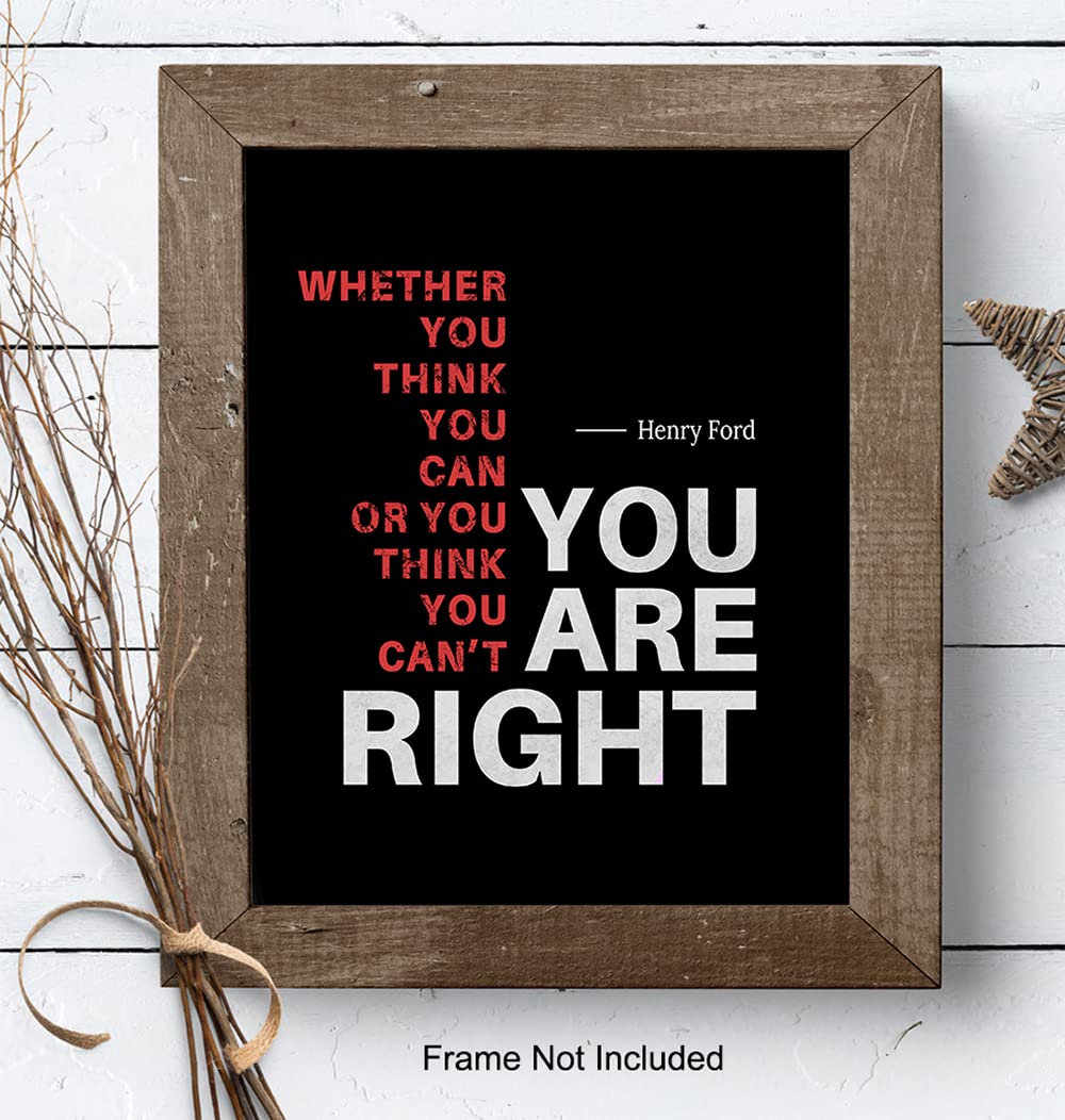 Motivational Quote Art Print Wall Art Poster - 8x10 Inspirational Home Decor, Room Decoration for Office, Classroom - Gift for Parenting, Teacher, Entrepreneur - Henry Ford Quote