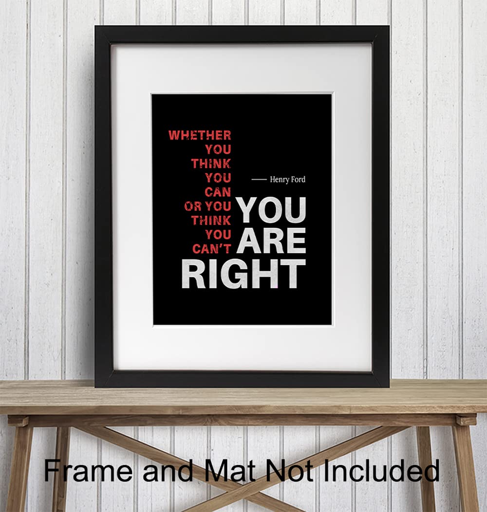 Motivational Quote Art Print Wall Art Poster - 8x10 Inspirational Home Decor, Room Decoration for Office, Classroom - Gift for Parenting, Teacher, Entrepreneur - Henry Ford Quote