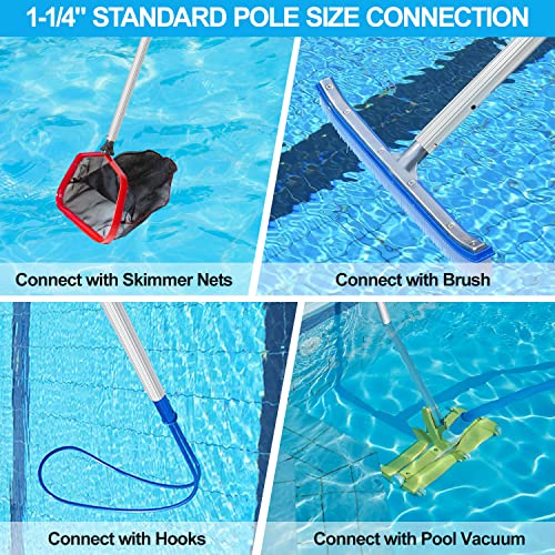 YEECHUN Professional 15 Foot Swimming Pool Pole Telescopic Aluminum Fits Pool Net Skimmer Rake Vacuum Head Brush Cleaning Equipment Heavy Duty,for Skimmer Nets, Vacuum Heads and Brushes