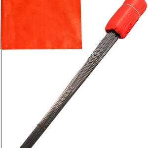 100 Pack Marking Flags 4-Inch by 5-Inch Stake Flags with 18-Inch Wire Staffs (Orange)