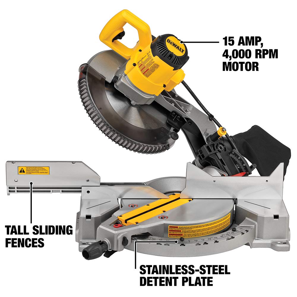 DEWALT 12-Inch Miter Saw, 15-Amp, Single Bevel, Compound (DWS715) & Miter Saw Stand, Compact (DWX724)