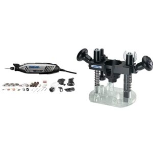dremel 4300-5/40 high performance rotary tool kit with led light- 5 attachments & 40 accessories- engraver, sander, and polisher- perfect for grinding, cutting, wood & 335-01 plunge router attachment