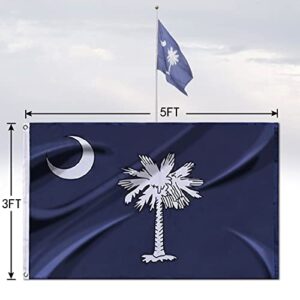 FLAGBURG South Carolina Flag 3x5 FT Outside, SC State Flags Embroidered Heavy Duty Nylon, Sewn Stripes, Canvas Header & Brass Grommets, High-Grade Outdoor Palmetto Flag for All-Weather