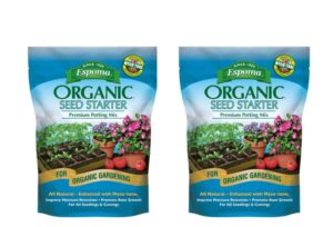 espoma organic seed starter premium potting soil mix - all natural & organic seed starting mix with mycorrhizae. for organic gardening, 8 qt, pack of 2