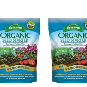 Espoma Organic Seed Starter Premium Potting Soil Mix - All Natural & Organic Seed Starting Mix with Mycorrhizae. For Organic Gardening, 8 qt, Pack of 2