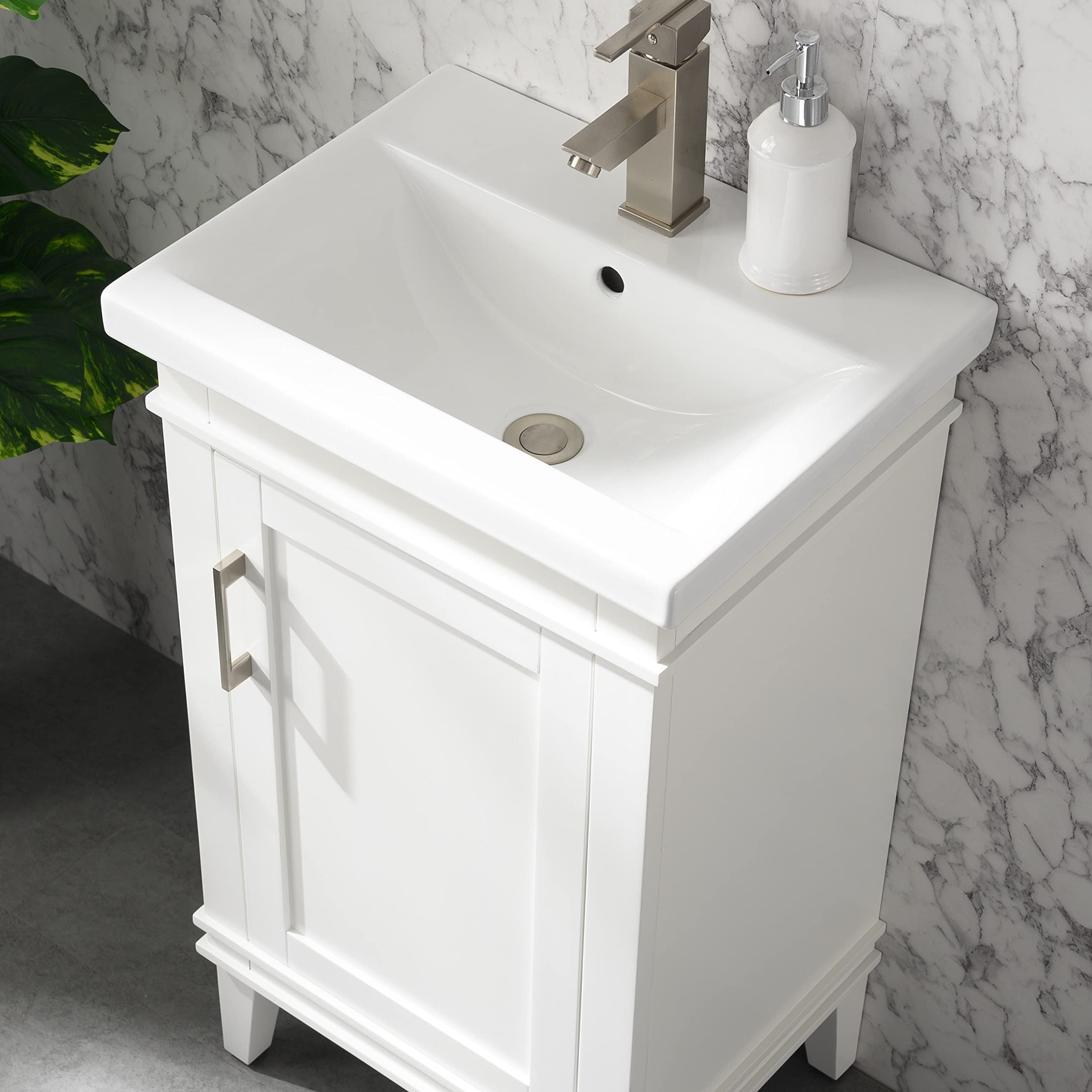 UrbanFurnishing.net Avery 20" Single Bathroom Vanity with Porcelain Top - White