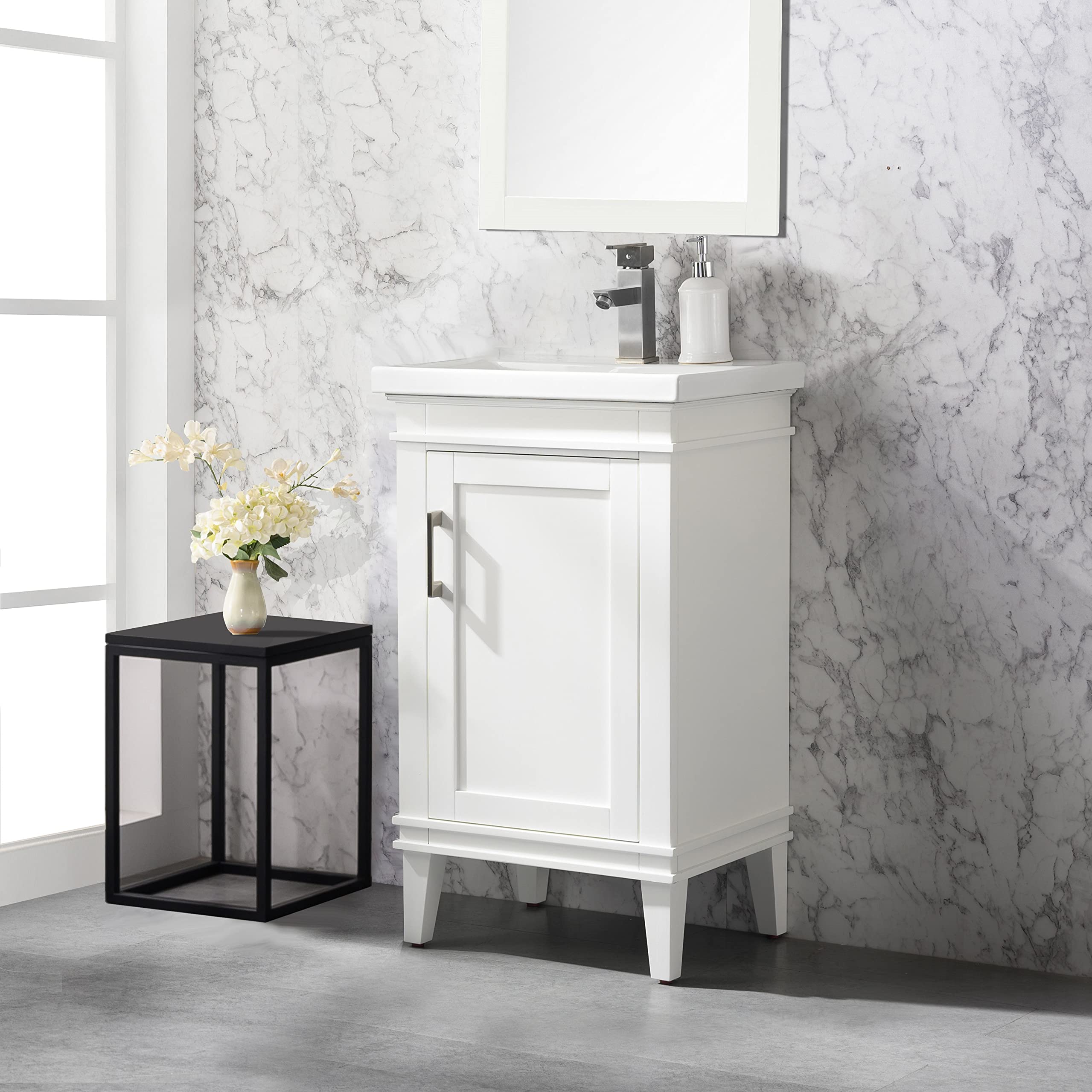 UrbanFurnishing.net Avery 20" Single Bathroom Vanity with Porcelain Top - White