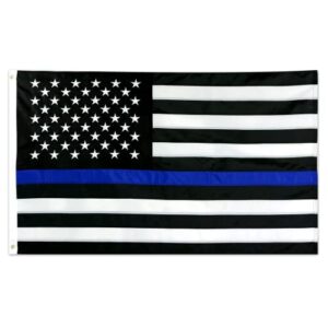 thin blue line usa flag 3x5 ft | heavy duty police flag | back the blue | blue lives matter flag | quadruple stitched fly end | durable high-performance 210d nylon for high winds | brass grommets