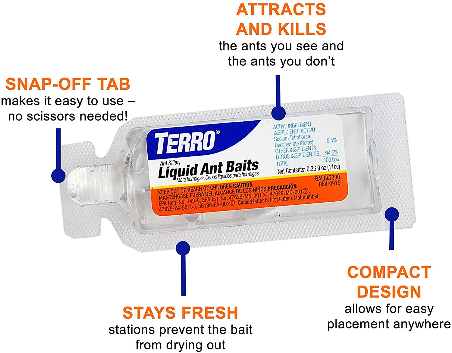 Terro T300B Liquid Ant Bait Ant Killer, 50 Bait Stations