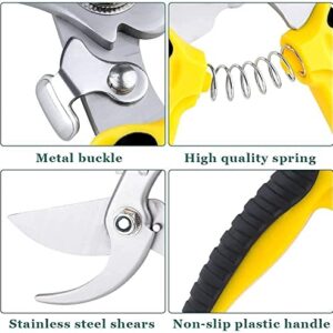 Garden Secateurs, Stainless Steel Pruning Shears, Garden Bonsai Tools, 3 Pack Ergonomic Garden Secateurs Set for Fruit Branch, Hedge, Fruits & Vegetables, Plants(With Garden Gloves and Box)