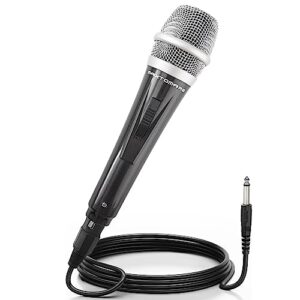musical instrument microphone dynamic singing microphone with xlr cable 12 feet portable microphone for karaoke, speech, wedding, stage and outdoor activities
