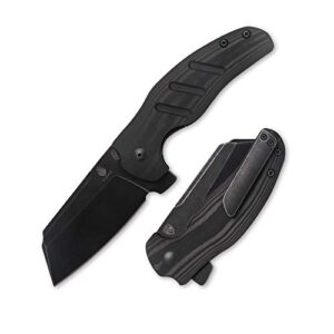 kizer pocket knives black s35vn blade and carbon fiber handle flipper knife for edc, sheepdog c01c ki4488a3
