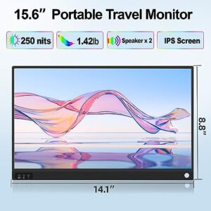 Lasitu Portable Monitor 15.6 Inch Full HD 1080P Portable Screen IPS HDR USB C Laptop Monitor HDMI Gaming Monitor Second Monitor for Laptop PC Phone Xbox PS4/5 Switch with Smart Cover