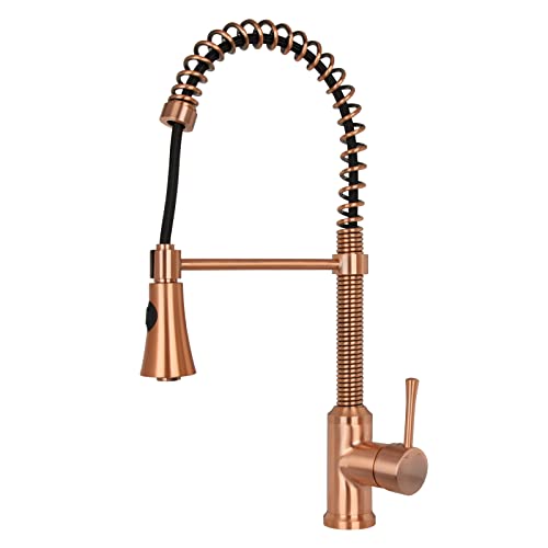 One-Handle Pre-Rinse Pull-Down Spring Kitchen Faucet in Copper - Akicon