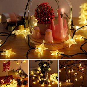 OxyLED Solar String Lights Outdoor Christmas 59 Ft 110 LED Star Lights Decorative 8 Modes USB Rechargeable Twinkle Fairy Lights Waterproof for Garden Patio Backyard Wedding Party Warm White