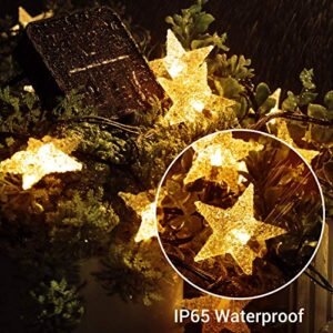 OxyLED Solar String Lights Outdoor Christmas 59 Ft 110 LED Star Lights Decorative 8 Modes USB Rechargeable Twinkle Fairy Lights Waterproof for Garden Patio Backyard Wedding Party Warm White