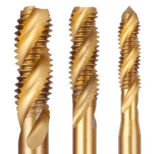 Rocaris 9 Pack of M2 M2.5 M3 M4 M5 M6 M8 M10 M12 Titanium Coated HSS Spiral Flute Metric Taps Set