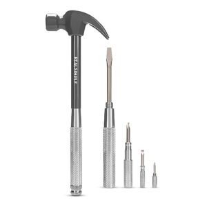 real simple all you need 6-in-1 hammer and screwdriver set. ultimate household multi-tool (silver)